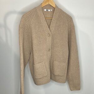 Uniqlo Tan Ribbed Cardigan